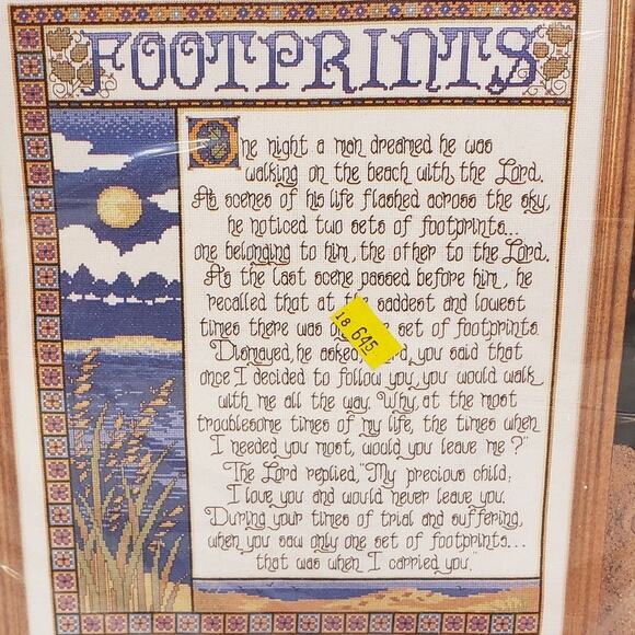Design Works Footprints Poem Counted Cross Stitch Kit 14 Count Aida Cloth NEW - Picture 2 of 7